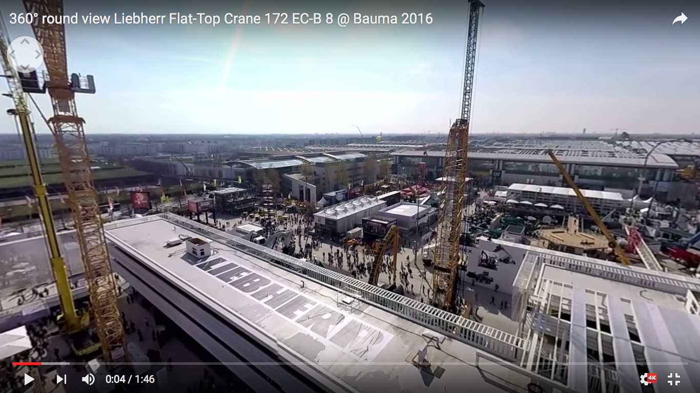 360° round view Liebherr Flat-Top Crane 172 EC-B 8 @ Bauma 2016